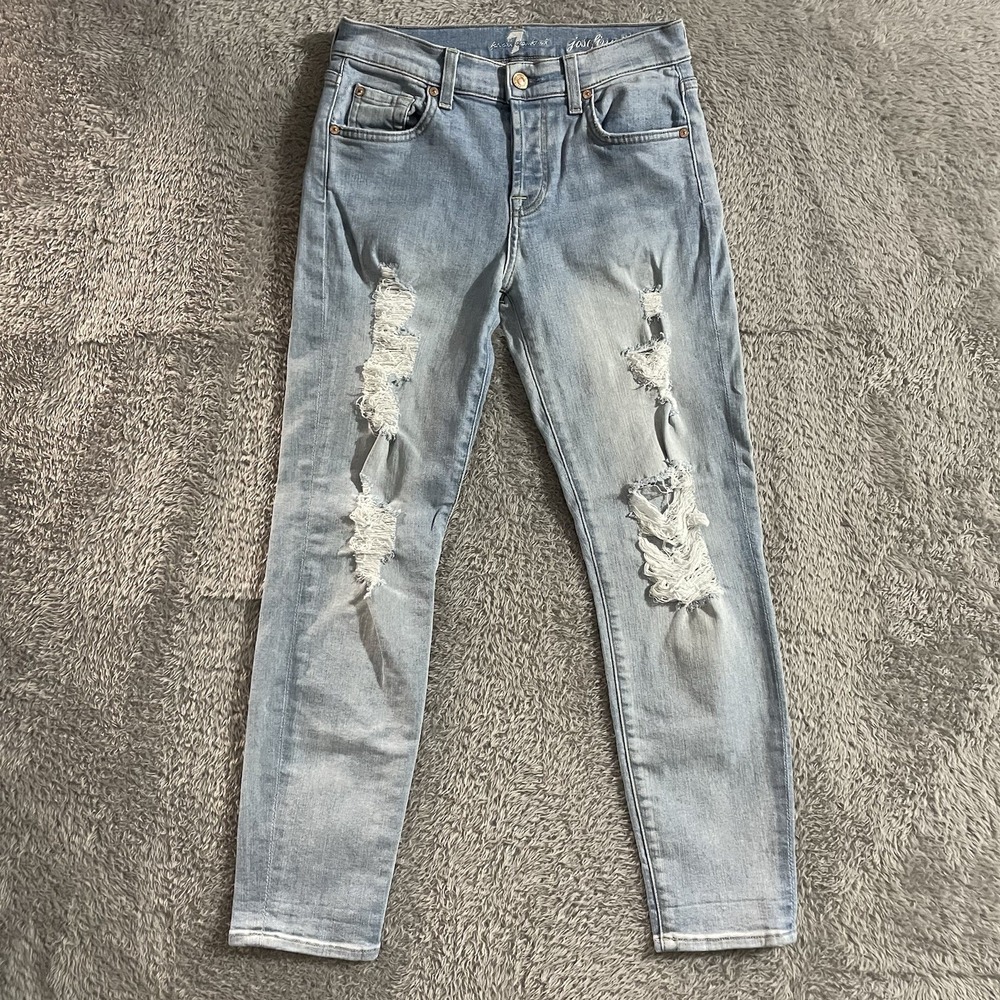 7‎ For All Mankind Jeans Womens Size 24 Josefina Skinny Boyfriend Blue Denim
